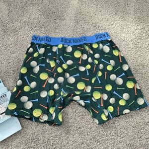 Buck Naked Underwear Performance Boxers. Golf Theme Print. Size Large. New.